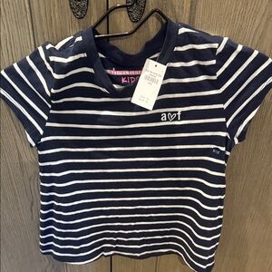 Abercrombie kids navy / white striped top girls